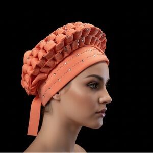 Orange Beaded Headwrap